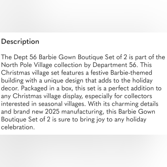 Dept 56 North Pole Series Barbie Gown Boutique - Picture 5 of 5